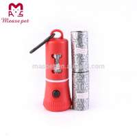 Pet products supply factory design flashlight dog poop bag  collection dispenser holder