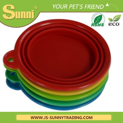 Portable folding silicone ring rubber dog bowl